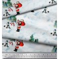 thumbnail image 3 of Soimoi Poly Georgette Fabric Snowman,Santa & Tree Christmas Fabric Prints By Yard 52 Inch Wide, 3 of 3