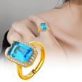 thumbnail image 3 of Temperamento Rectangular Azul Marino Completo Colorido Gema Anillo Abierto para Mujeres Anillo de Luz de Alta Joyería Anillo para Mujeres Anillo de Moda y Versátil, 3 of 7