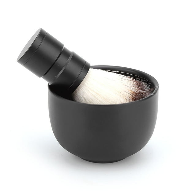 Kit de herramientas para limpiar la barba con cepillo de pelo suave y cuenco de acero inoxidable para hombres