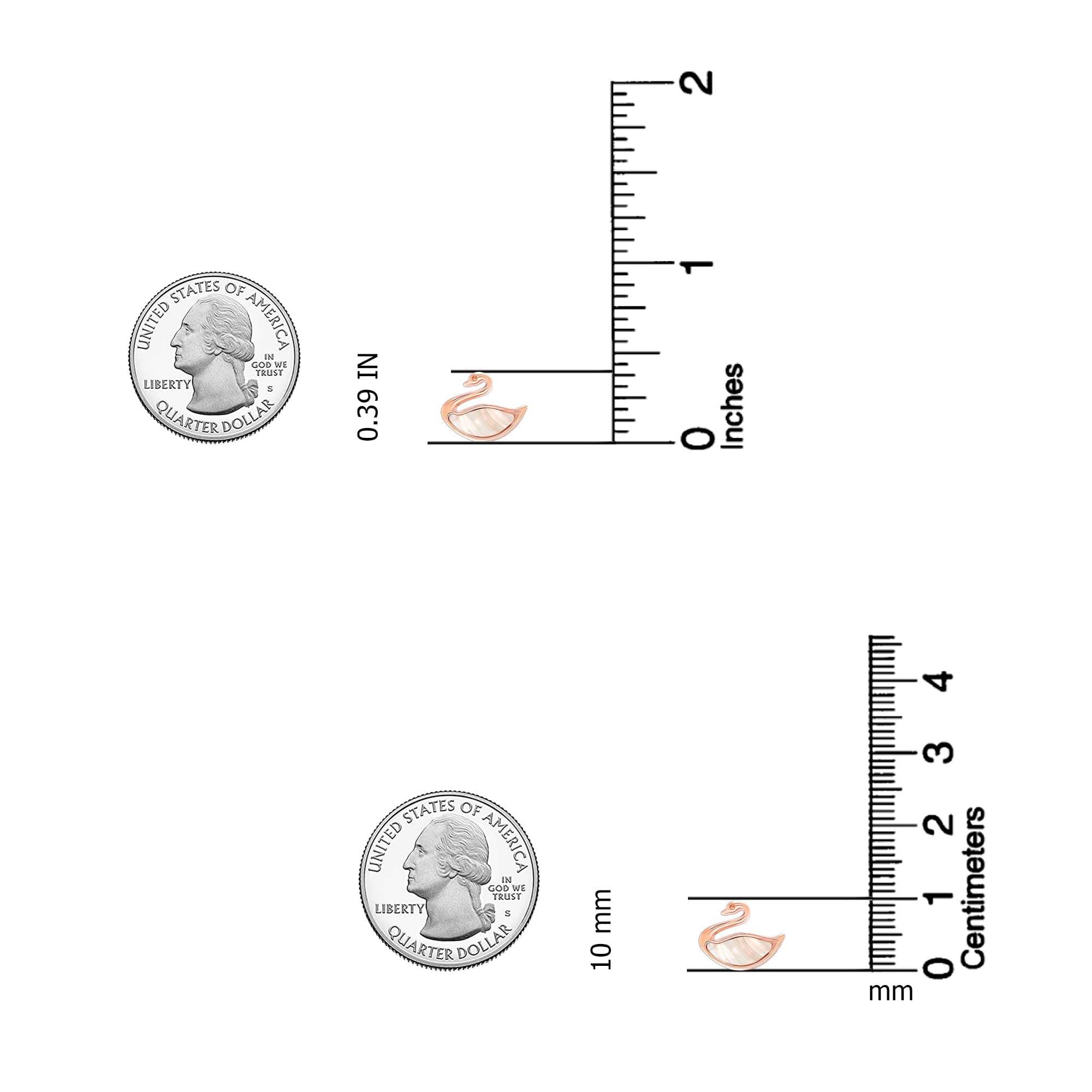 LeCalla 925 Sterling Silver Rose Gold-Plated Mother of Pearl Duck Stud Earrings for Women 10MM