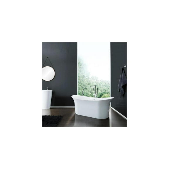 RoRomance Freestanding Tub - 66" Oval Acrylic Bathtub - Chrome Drain & Overflow - Modern White Finish