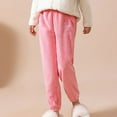 thumbnail image 4 of fnnxnal Big Girls Pink Warm Polyester Pants - Teddy Bear Embroidered, Elastic Waist, Cuffed Ankles, Size 7-8T, Wrinkle-Resistant Lounge/Sleepwear, 4 of 5
