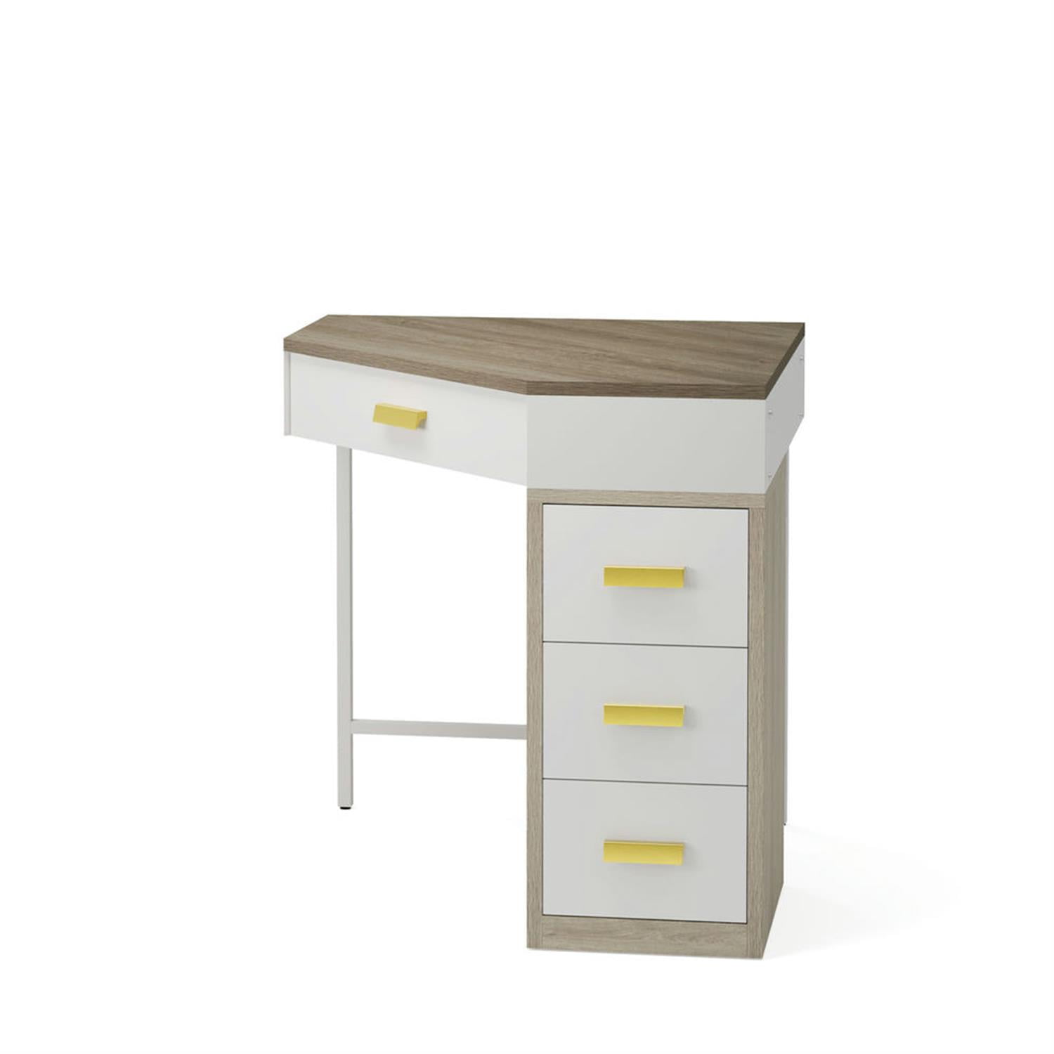 Demi Bonn 31" Corner Computer Desk with 3 Storage Drawers, Modern Study Writing Gaming Table for Home Office, Makeup Vanity Desk, Gray