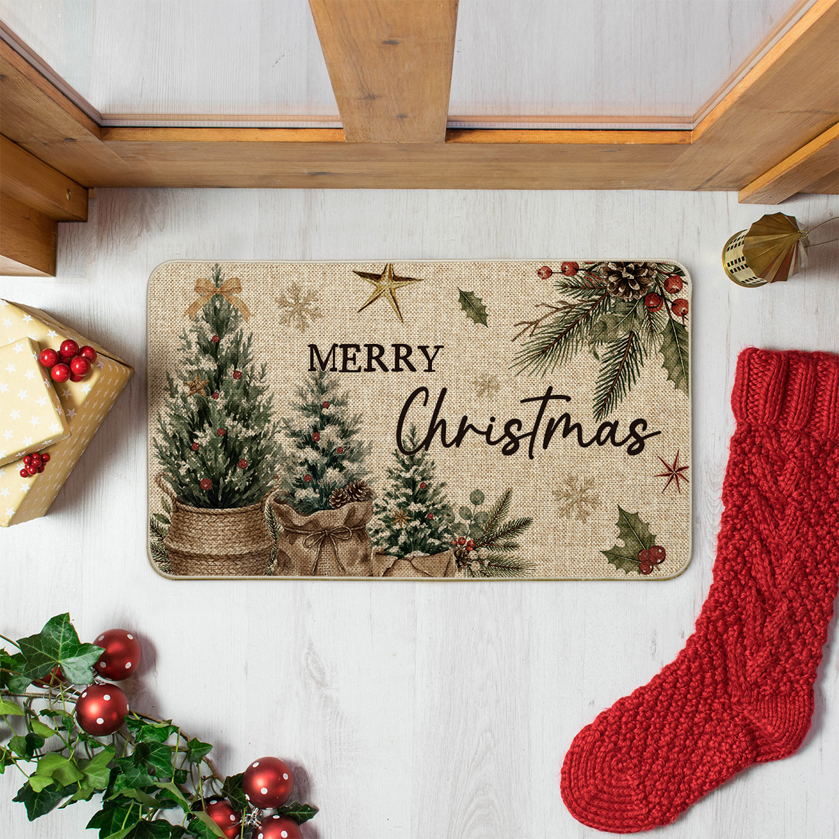 Sm:)e Pine Tree Pinecone Christmas Doormat, 17x29 Inch photo 5