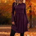 thumbnail image 2 of GUACER Fall Dresses for Women Long Sleeve Round Neck Casual Swing Dress Soft Winter Dress for Work & Weekend, 2 of 8
