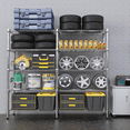 thumbnail image 3 of Legooin 5-Tier Extra-Wide Metal Garage Shelving Unit Industrial Rack Height Adjustable Storage Shelf for Pantry Balcony Basement 72"W x 18"D x 72"H, Silver, 3 of 7