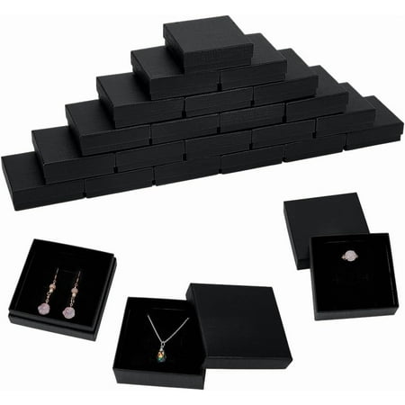 50pcs Jewelry Gift Boxes Cardboard Black Jewelry Boxes Small Bracelet Display Box Necklace Storage Box with Sponge