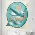 thumbnail image 1 of Airport Tapestry, Abstract Vintage of Bon Voyage Text and Retro Plane on Globe, Fabric Wall Hanging Decor for Bedroom Living Room Dorm, 5 Sizes, Ivory Cadet Blue, by Ambesonne, 1 of 1