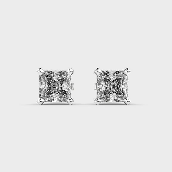 Silvago Jewel 1.7 Ct Princess Cut Lab Created Diamond Stud Earring - 14K White Gold Plated Engagement Earring - Wedding Earring for Bride - Beautiful Earring for Her - Anniversary Gift for Wife