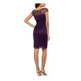thumbnail image 2 of XSCAPE Robe Fourreau de Fête Longueur Genou à Manches Courtes Zippées Doublée Col Rond pour Femmes Violette 14, 2 of 4