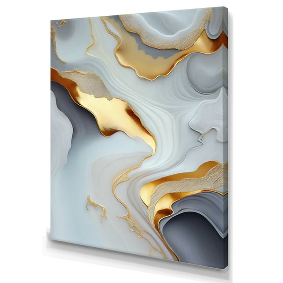 Designart White And Gold Marble Abstract IV Canvas Wall Art
