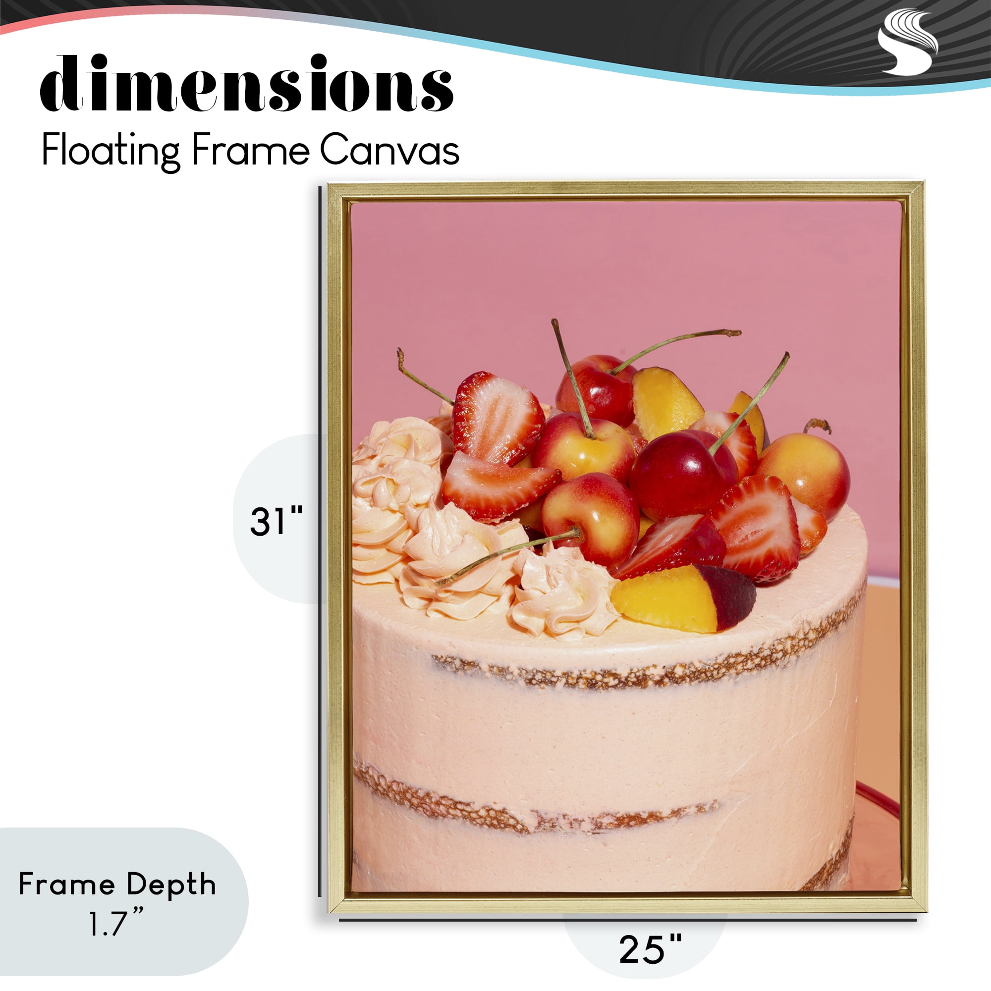 Stupell Industries Strawberry Fruit Cake Gold Framed Floater Canvas Wall Art, design by LISH Creative