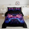 thumbnail image 2 of Feelyou Futuristic Game Console Queen Comforter Set, Glitter Gamepad Bedding Sets, Chic Abstract Stripes Reversible Bedding Comforter Set, Super Cozy Room Decor, 3pcs, 2 of 8