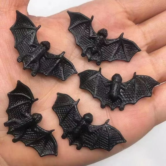 Jiaroswwei 10Pcs Simulation Bat Funny Scary Anti-fade Wear-resistant Tricky Props Mini Halloween Luminous Bat Ornament Party Supplies