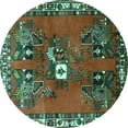 thumbnail image 1 of Ahgly Company Indoor Round Persian Turquoise Blue Traditional Area Rugs, 7' Round, 1 of 4