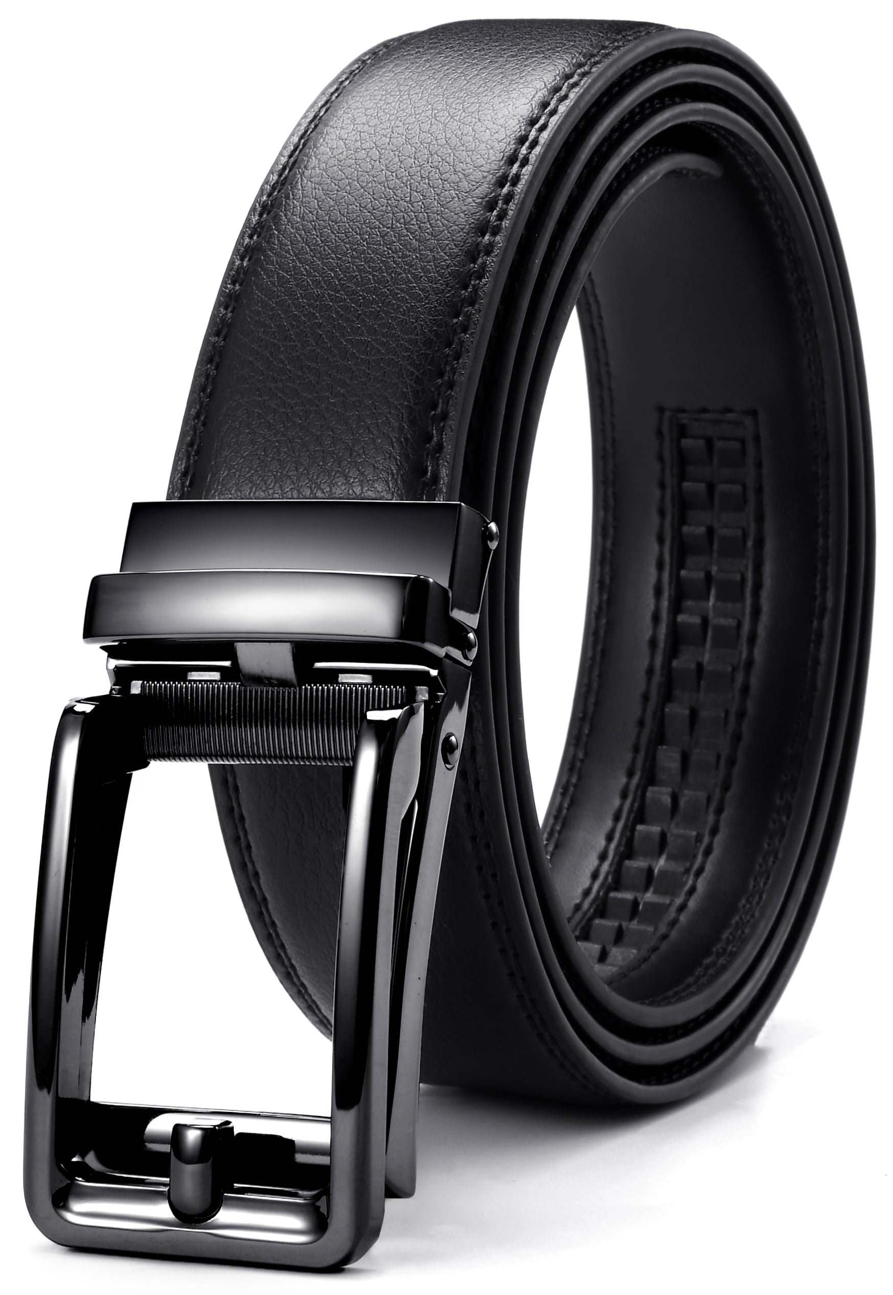 Leather Ratchet Dress Belt 2 Pack 1 3/8 Chaoren Click Adjustable Belt Comfort with Slide Buckle Trim to Exact Fit