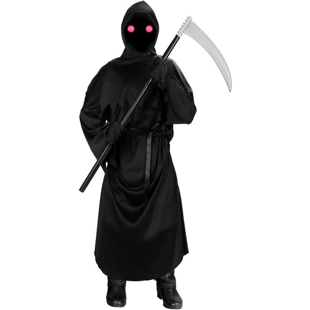 Light Up Glaring Grim Reaper Halloween Costume for Adult with Included