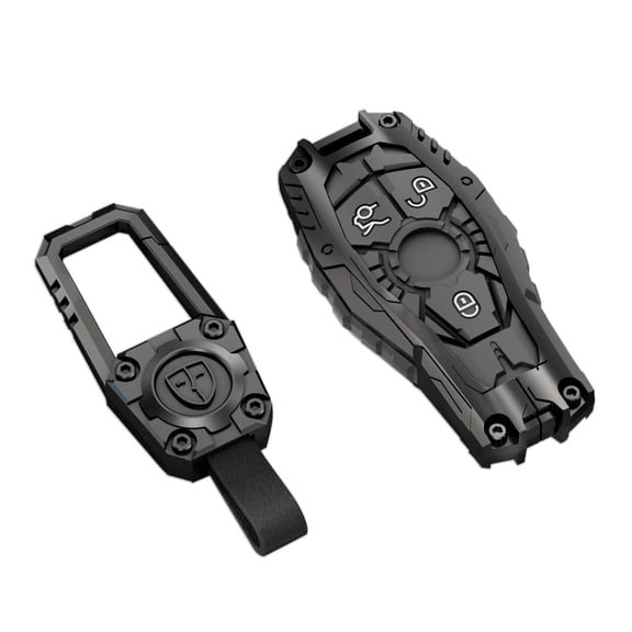 For Mercedes Benz Key Fob Cover with Keychain,Zinc Alloy Protection Car Key Case Accessories for C E S M CLS CLK G Class Remote Smart Keyless Entry Silicone Keyshell