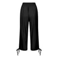 thumbnail image 5 of Zylarhe Women Linen Pants Women's Casual Linen Pants Summer Lightweight Elastic Waist Drawstring Cropped Trousers Loose Fit Beach Capris with Pockets Comfortable Breathable Stylish, 5 of 5