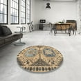 thumbnail image 3 of Ahgly Company Indoor Round Abstract Yellow Abstract Area Rugs, 6' Round, 3 of 6