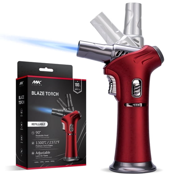 MK Lighter Windproof Butane Torch Lighter, Refillable Zinc Alloy Cigar Lighter with Flame Lock, for Grilling, Camping and Outdoor Use
