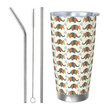 

Tideii Colorful Armadillos for 20OZ Car Cup Stainless Steel Cold and Hot Cup with Lid Suitable for Outdoor and Home Unisex-Straw Three-piece Set
