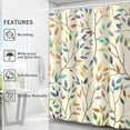 thumbnail image 4 of Boho Floral Shower Curtain, Fall Colorful Botanical Flower Leaves Bohemian Yellow Fabric Shower Curtain Set with 12 Hooks, Bathroom Bathtub Accessories Decor Cloth Curtain 72x72 Inches, 4 of 6