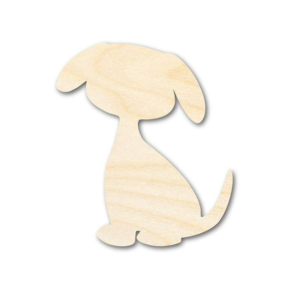 Unfinished Wood Cute Sitting Dog Silhouette 12" / 1/8"