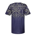 thumbnail image 5 of Wycnly Womens Tops Single Breasted Smocked Lightweight Swing Hem Tunic Shirts Summer Casual Short Sleeve V-Neck Floral Blouse Purple l, 5 of 5