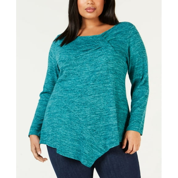 NY Collection Plus Size Twist Front Asymmetrical Top Fanfare Palazzo 3X