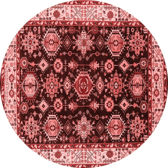Ahgly Company Indoor Round Oriental Red Industrial Area Rugs, 3' Round