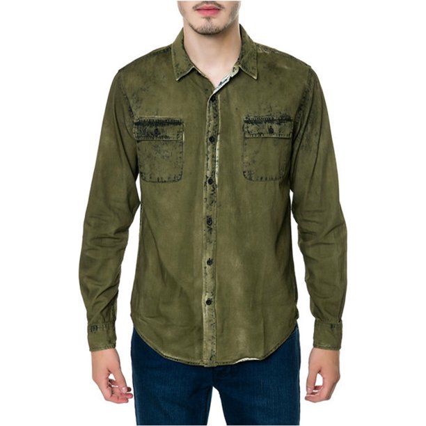 Ezekiel The Otto LS Button Up Shirt para hombre, verde, grande