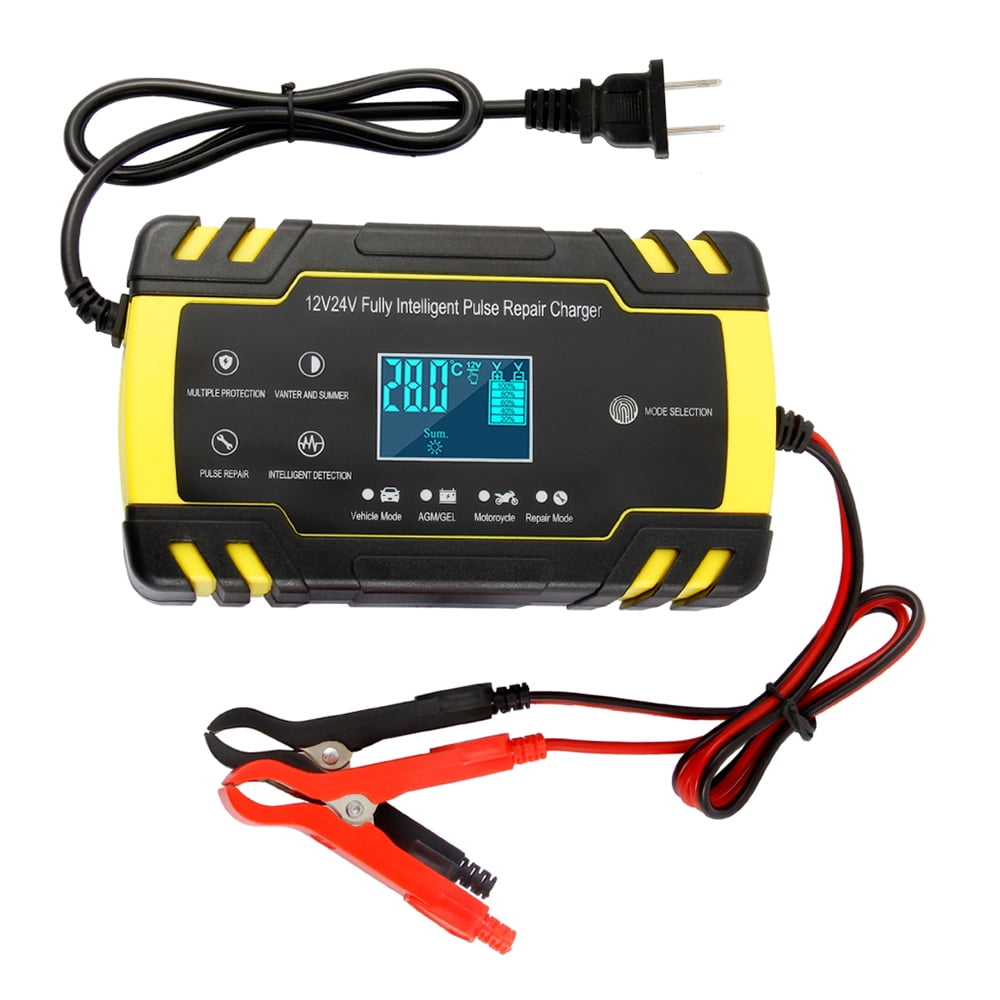 New!AGM Start-stop Car Battery Charger, 140W Intelligent Pulse Repair  Battery Charger 12V8A 24V4A Truck Motorcycle Charger