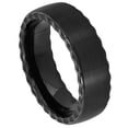 thumbnail image 1 of Black Plated Tungsten Brushed Center Decorated Sides Band Ring Size 8, 1 of 3