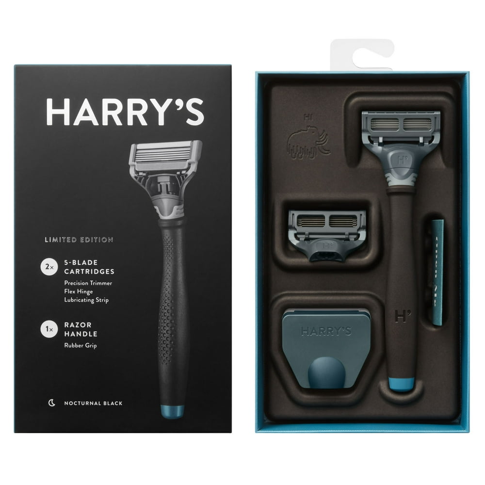 Harry's Men's Razor with 2ct Blade Cartridges Nocturnal Black