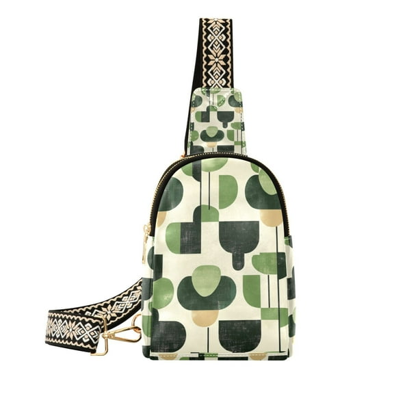 FORMRS Womens Crossbody Sling Bag Travel Daypack Shoulder Chest Backpack, Green Circle