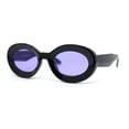 thumbnail image 2 of Iconic Minimal Thick Plastic Mod Oval Fashion Sunglasses Black - Purple, 2 of 4