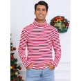thumbnail image 2 of DARING DIVA Men's Striped Turtleneck Long Sleeves Pullover Stripes T-Shirt M Red White, 2 of 6