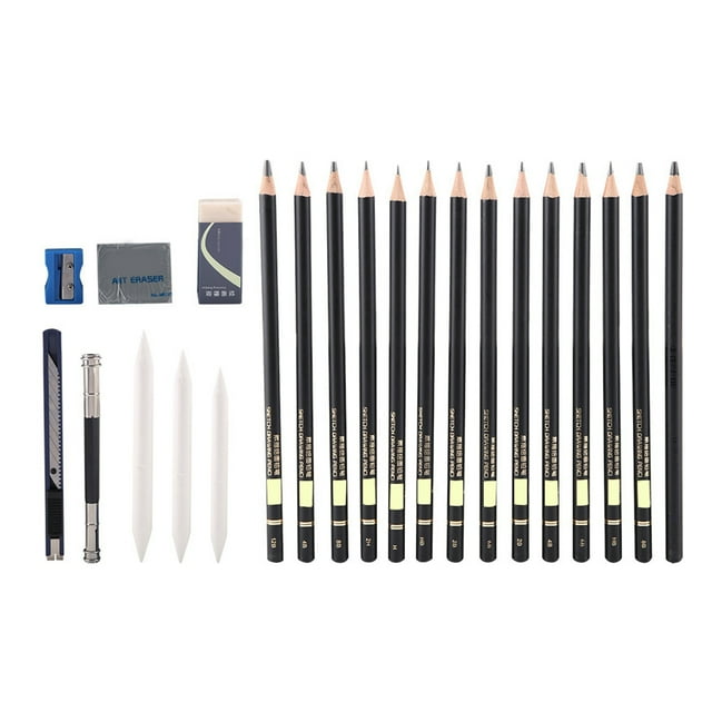 Juego de 29 lápices de carbón para dibujar y dibujar, con borrador, para manualidades, pintura y bocetos.