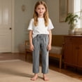 thumbnail image 2 of ZyeKqe Casual Pants for Girls Boys Drawstring Waist Straight Leg Loose Comfy Lounge Pants with Pockets, 2 of 10