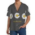 thumbnail image 3 of KLL Keep Life Simple Daisy Flower Print Men's Shirt Short Sleeve Button Down Summer Cuba Beach Shirts- Large, 3 of 7