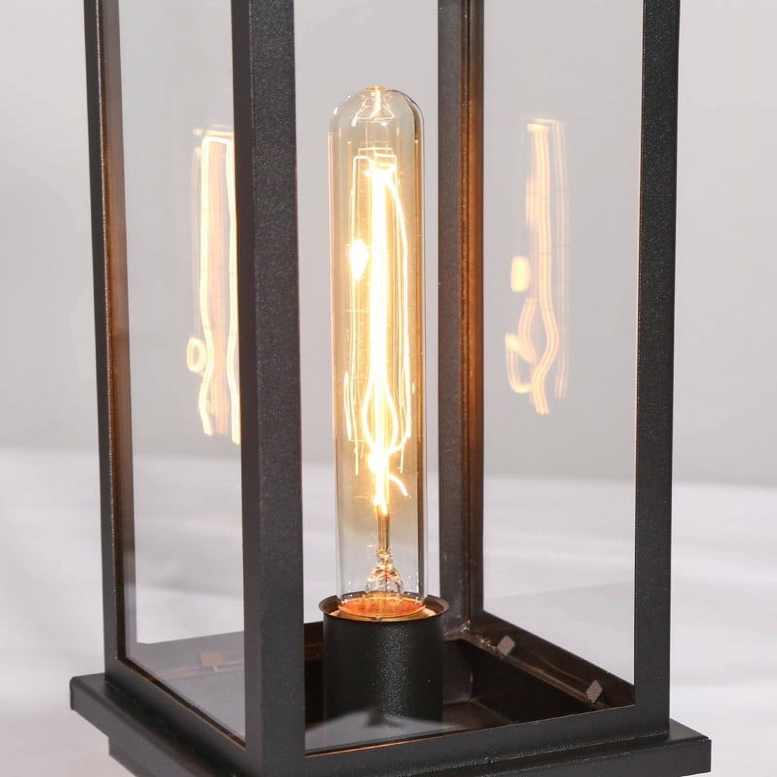 LNC Outdoor Post Lantern, 17.7" Tall Black Landscape Light with Clear Glass Panels