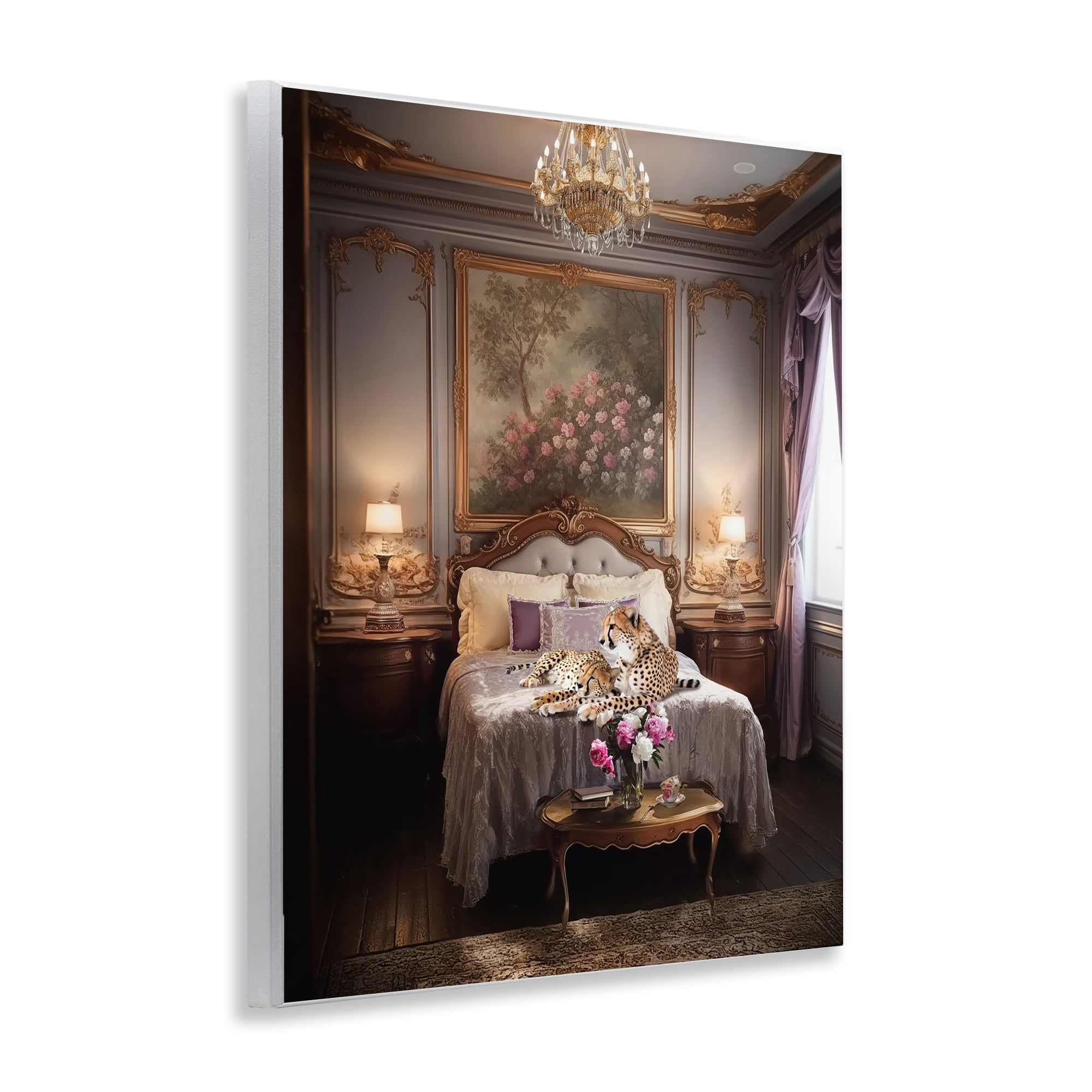 Stupell Industries Cheetah on Regal Bed Animals Painting Unframed Art Print Wall Art, 11 x 14