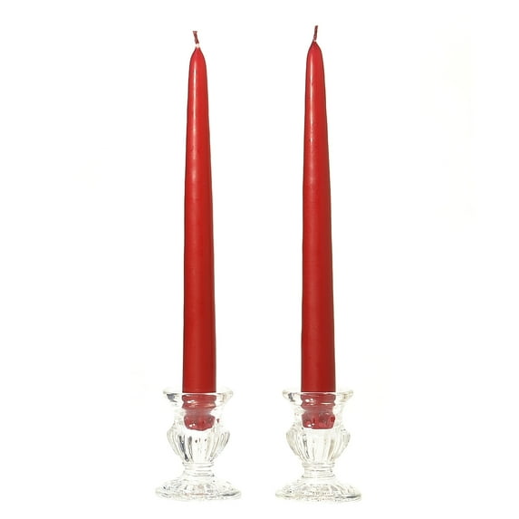 3 Pairs Taper Candles Unscented 8 Inch Raspberry Tapers .88 in. diameter x 8 in. tall