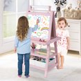 thumbnail image 5 of LINLUX 3 in 1 Kids Art Easel Drawing Board Double-Sided Whiteboard Chalkboard, Pink, 5 of 9