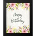 thumbnail image 2 of Kimberly, Allen 15x18 Black Modern Framed Museum Art Print Titled - Happy Birthday Watercolor Floral, 2 of 5