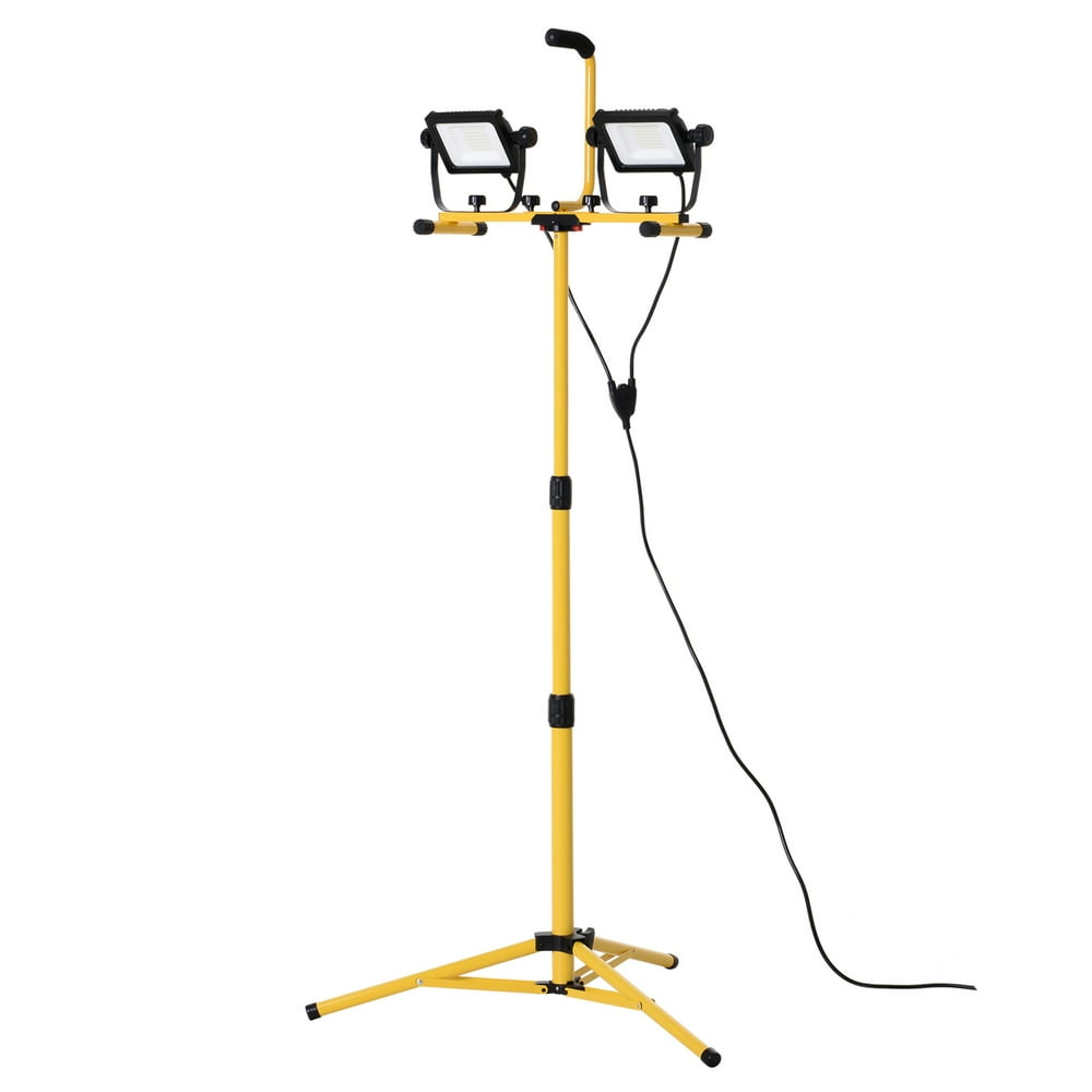 8,000 Lumen LED Work Lights Dual Head Weather Resistant with Tripod Stand
