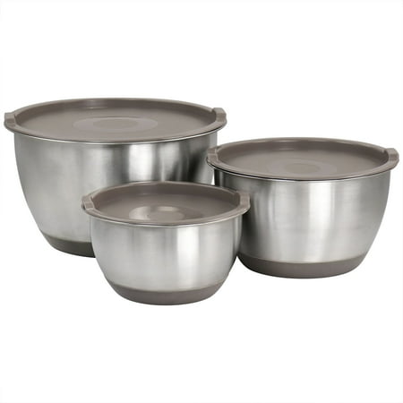 Martha Stewart 3 Piece Stainless Steel Mixing Bowl and Lid Set