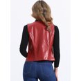 thumbnail image 4 of DARING DIVA Women's Faux Leather Waistcoat V Neck Zipper Motorcycle Vest M Red, 4 of 5