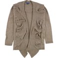 thumbnail image 1 of Karen Scott Womens Ruffled Cardigan Sweater, Brown, Plus Size, 1X, 1 of 1